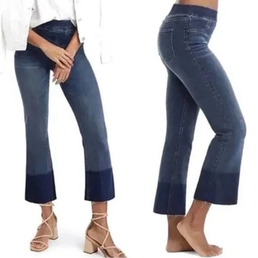SPANX Two-Tone Dark Blue Cropped Jeans